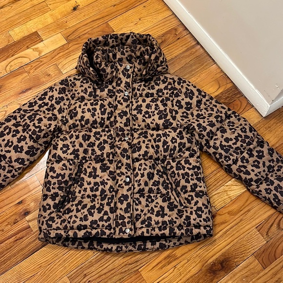 Gap Leopard Print Short Puffer - Small - Picture 1 of 6